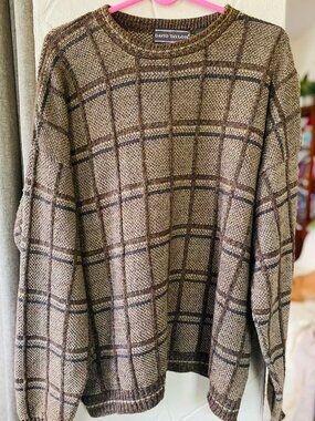 Vintage David Taylor Plaid Knit Sweater xl